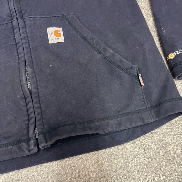 Carhartt Force FR Hoodie Jacket Cat 2 Mens Medium Tall Navy Blue Flame Resistant - Picture 5 of 11